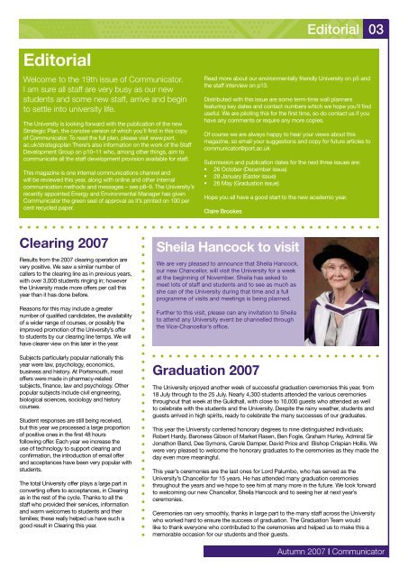 Communicator, Issue 19 - University of Portsmouth