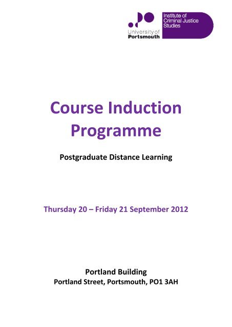 ICJS Postgraduate Induction 2012 Programme - University of ...