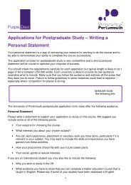 Writing a Personal Statement - University of Portsmouth