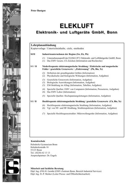 Elektronik- und LuftgerÃ¤te GmbH, Bonn - Portal Schule Wirtschaft