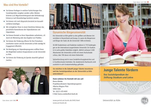 Flyer Sozialstipendium - UniversitÃ¤t zu KÃ¶ln