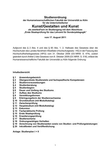 Kunst/Gestalten und Kunst - UniversitÃ¤t zu KÃ¶ln