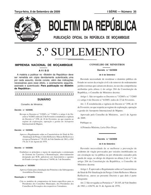 5.Âº Suplemento BR 35 - Portal do Governo de Moçambique