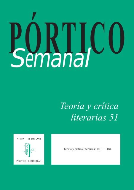 Tª y crítica literarias 51 - Pórtico librerías