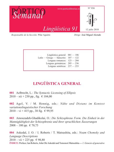 Linguistics 91 - Pórtico librerías