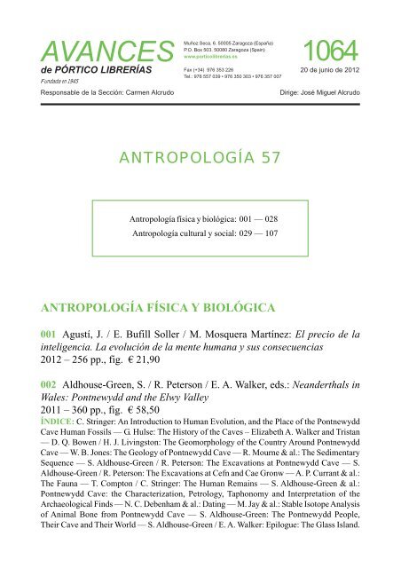 Antropología 57 - Pórtico librerías