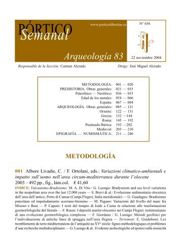 Portico Semanal 656 - Arqueologia 83 - Pórtico librerías