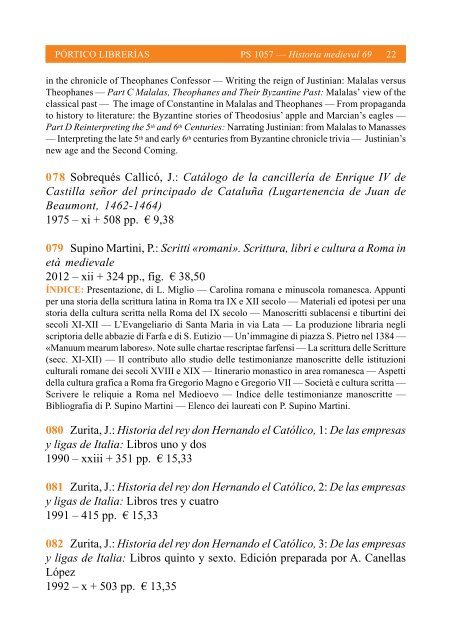 Portico Semanal 1057 Historia medieval 69 - Pórtico librerías