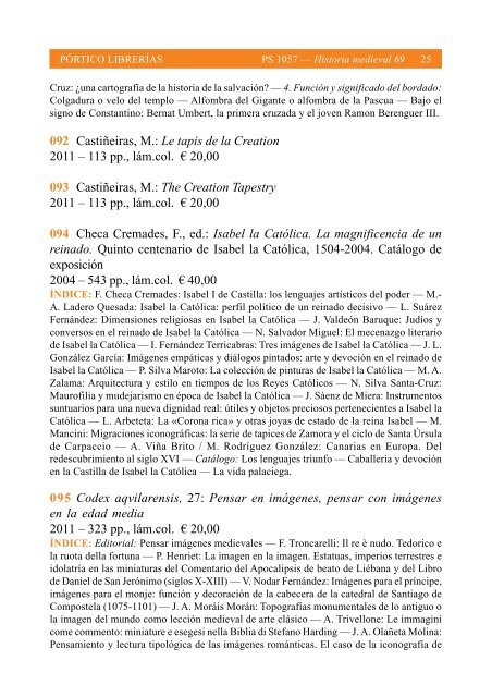 Portico Semanal 1057 Historia medieval 69 - Pórtico librerías