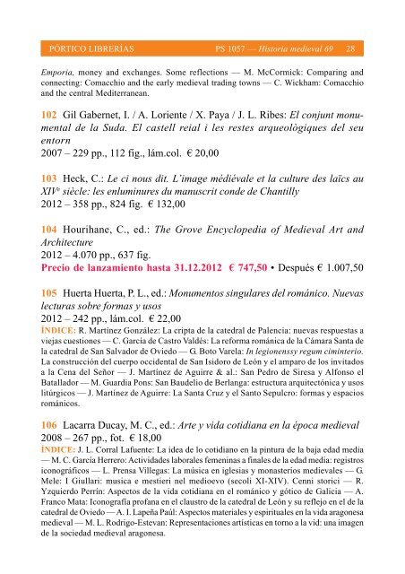 Portico Semanal 1057 Historia medieval 69 - Pórtico librerías