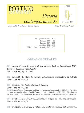 Portico Semanal 904 - Historia contemporanea 37 - Pórtico librerías