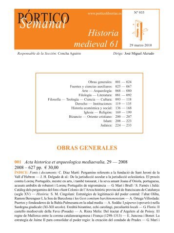 Portico Semanal 935 Historia medieval 61 - Pórtico librerías