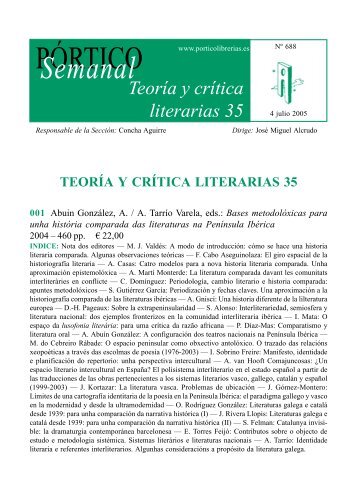 Portico Semanal 688 - Teoria y critica literarias 35 - Pórtico librerías