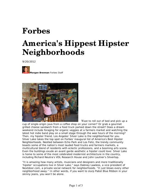 Forbes America's Hippest Hipster Neighborhoods - City of Portland