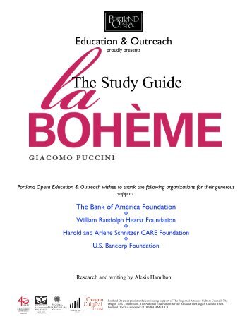 LA BOHEME STUDY GUIDE - Portland Opera