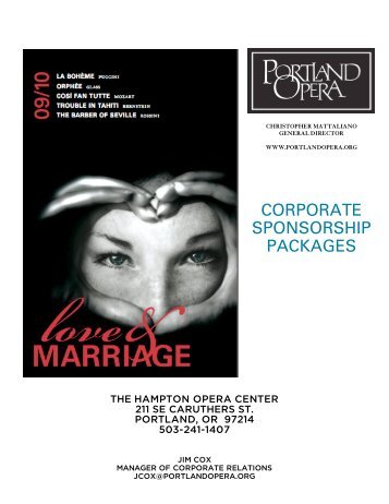 CORPORATE SPONSORSHIP PACKAGES - Portland Opera