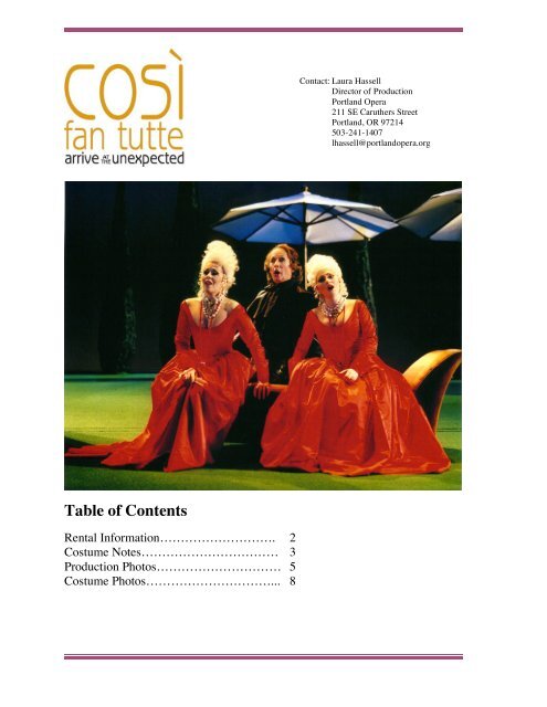 Table of Contents - Portland Opera