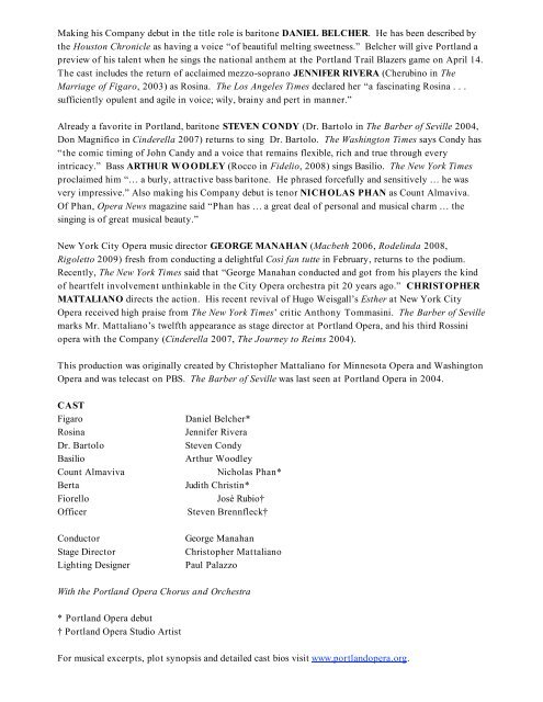 FOR IMMEDIATE RELEASE: April 7, 2010 ... - Portland Opera