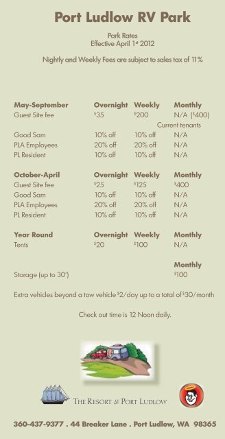 Off/in season rates, long term rates and site map - Port Ludlow Resort