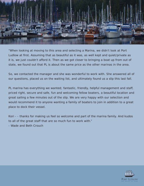 Testimonials - The Resort At Port Ludlow