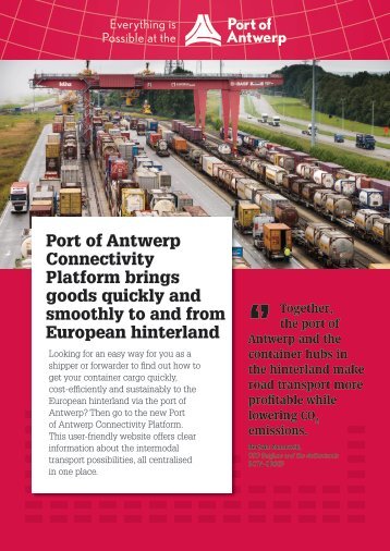 Port of Antwerp Connectivity Platform brings goods quickly and ...