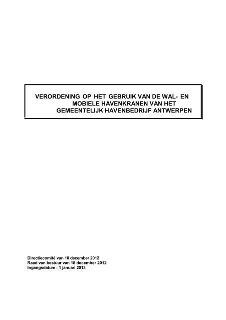 Verordening wal- en mobiele kranen Filetype : PDF ... - Port of Antwerp