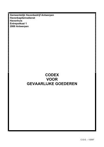CODEX VOOR GEVAARLIJKE GOEDEREN - Port of Antwerp