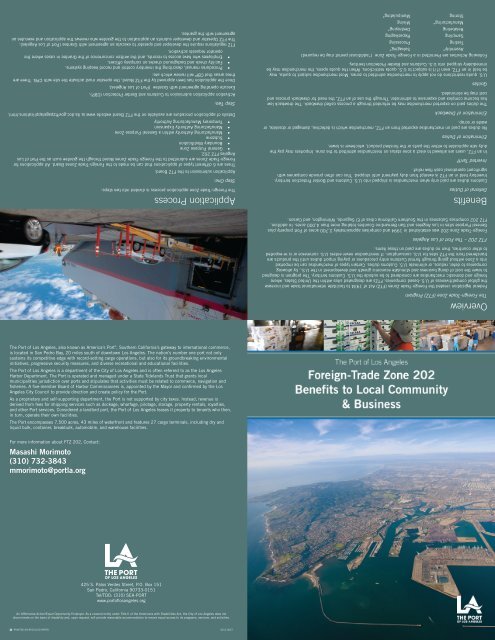 to view FTZ 202 brochure - The Port of Los Angeles