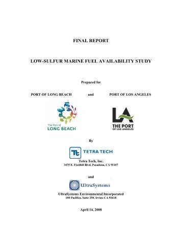 Low-Sulfur Marine Fuel Availability Study - The Port of Los Angeles