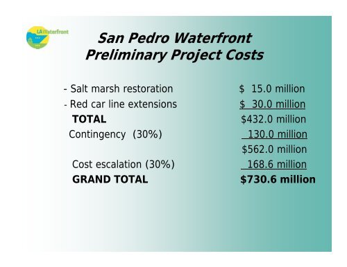 SAN PEDRO WATERFRONT PROGRAM - Port of Los Angeles