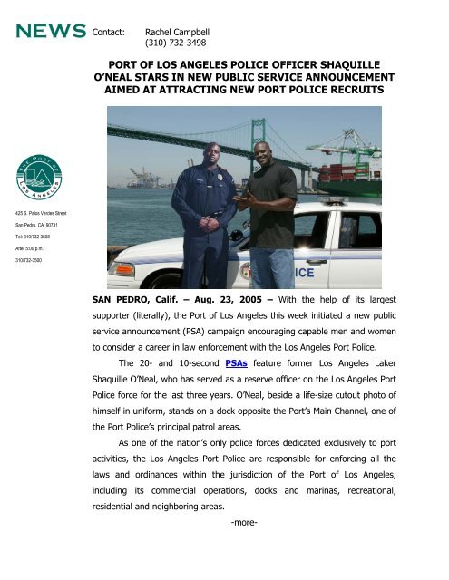 port of los angeles police officer shaquille o'neal stars in new public ...