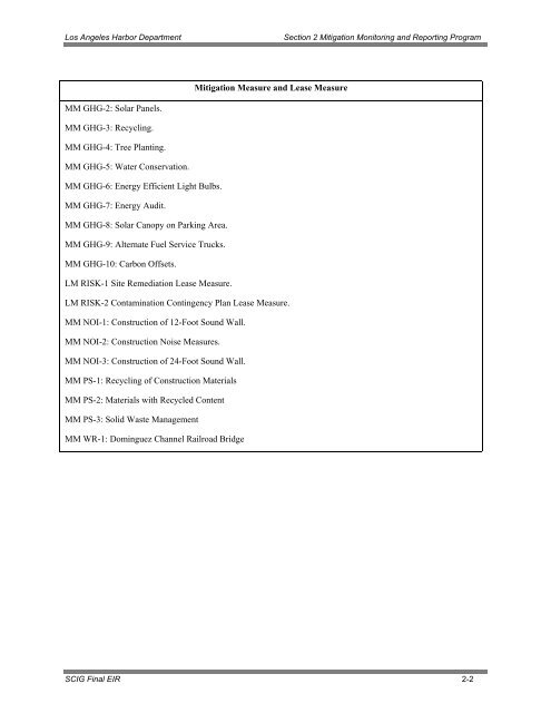 Final Mitigation Monitoring and Reporting Program (MMRP)