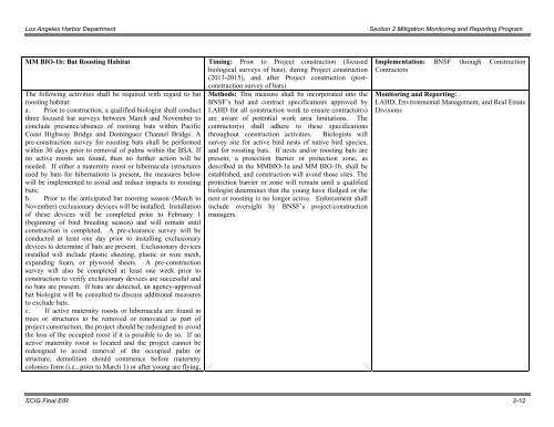 Final Mitigation Monitoring and Reporting Program (MMRP)