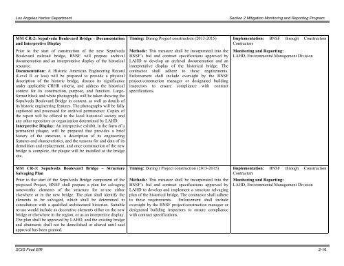 Final Mitigation Monitoring and Reporting Program (MMRP)