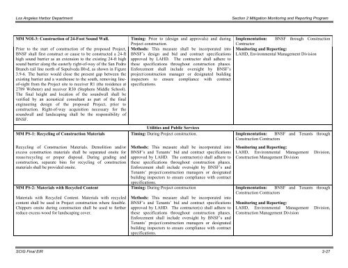 Final Mitigation Monitoring and Reporting Program (MMRP)