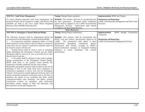 Final Mitigation Monitoring and Reporting Program (MMRP)