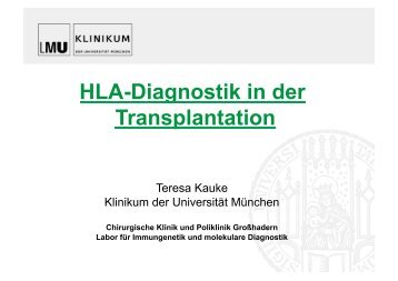 HLA-Diagnostik in der Transplantation - AKTX-Pflege  eV