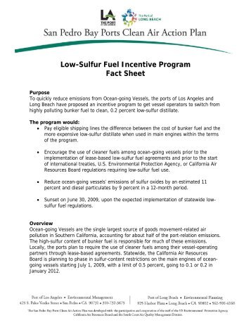 Low-Sulfur Fuel Incentive Program Fact Sheet - The Port of Los ...