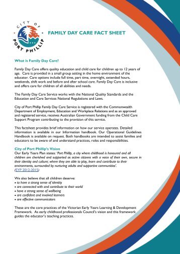 FAMILY DAY CARE FACT SHEET - City of Port Phillip