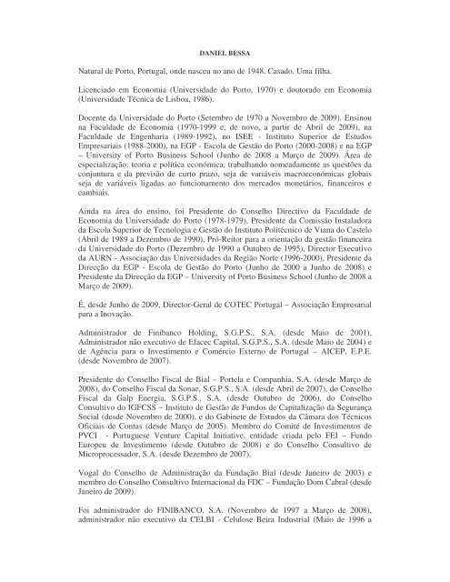 CV - Prof. Daniel Bessa - aicep Portugal Global