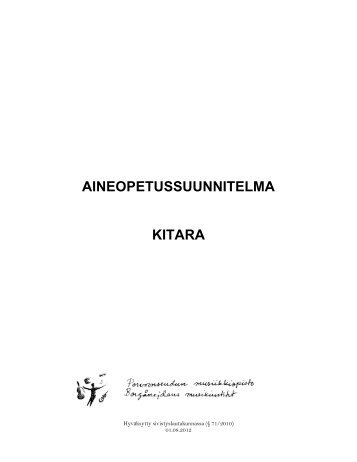 AINEOPETUSSUUNNITELMA KITARA - Porvoo