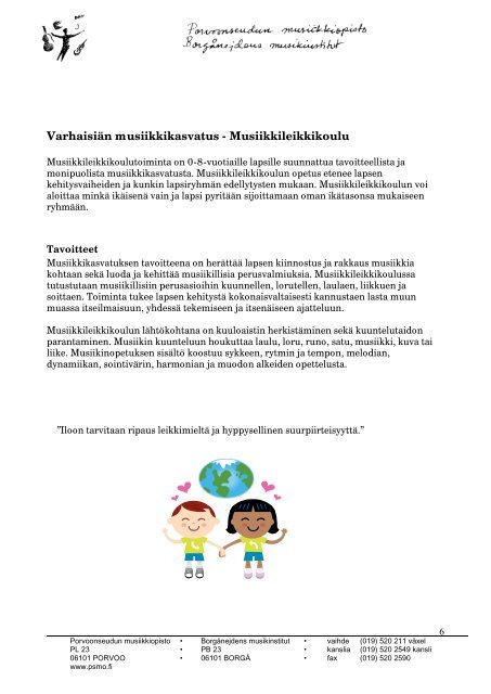 Musiikkileikkikoululaisen opas 2012-2013 - Porvoo