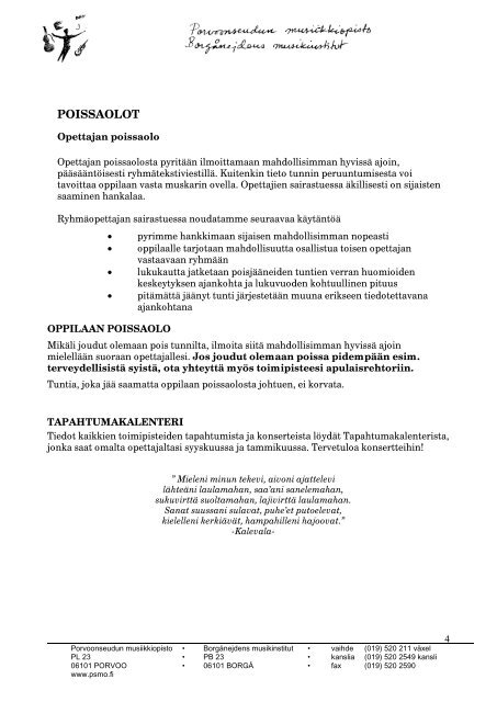 Musiikkileikkikoululaisen opas 2012-2013 - Porvoo