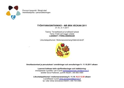 TyÃ¶hyvinvointiviikon ohjelma - Porvoo