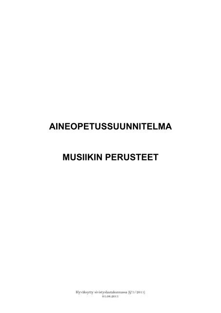 AINEOPETUSSUUNNITELMA MUSIIKIN PERUSTEET - Porvoo