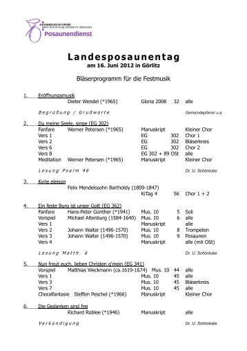 Landesposaunentag - Posaunendienst in der EKBO