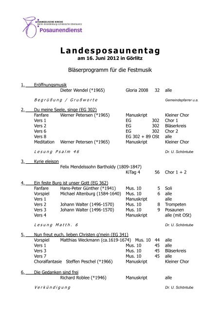 Landesposaunentag - Posaunendienst in der EKBO