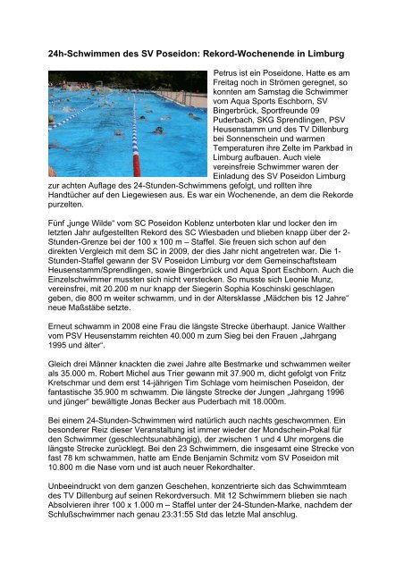 Hessischer Schwimmverband - SV Poseidon Limburg