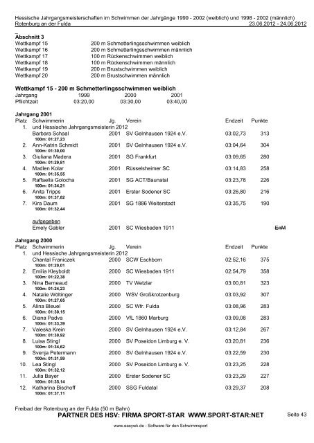 Kompaktes Protokoll - SV Poseidon Limburg