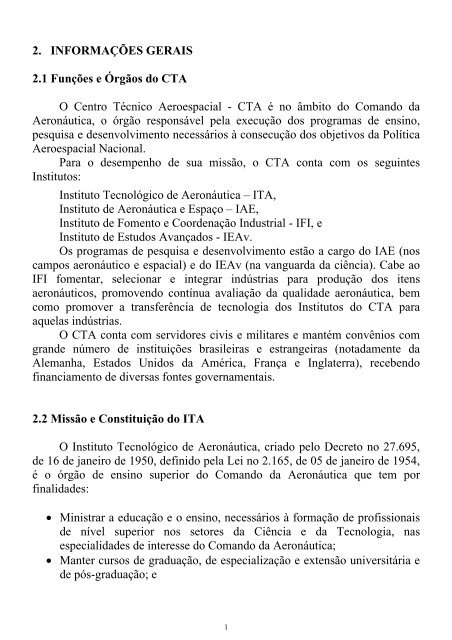 Informações Gerais - Pós-Graduação - ITA